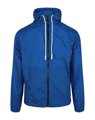 Shop Marcelo Burlon County Of Milan Marcelo Burlon Tempera Cross Windbreaker Man Jacket Blue Size Xl Polyamide