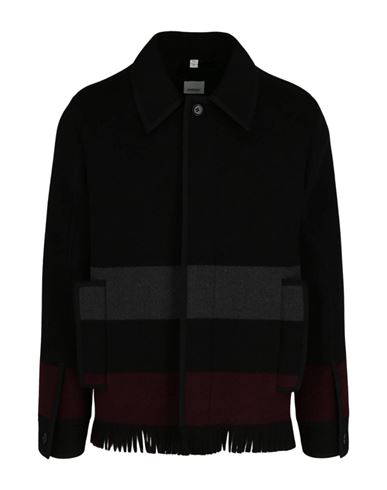Burberry Fringed Wool Jacket Man Jacket Multicolored Size 48 Virgin Wool In Black