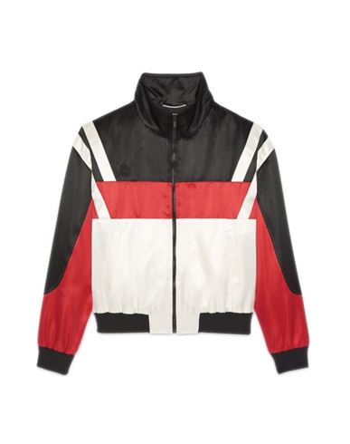 Shop Saint Laurent Tricolore Teddy Track Jacket Man Jacket Black Size 42 Viscose