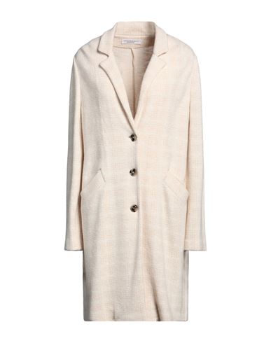 Amina Rubinacci Woman Coat Beige Size 14 Wool, Viscose, Polyamide, Virgin Wool, Elastane In White