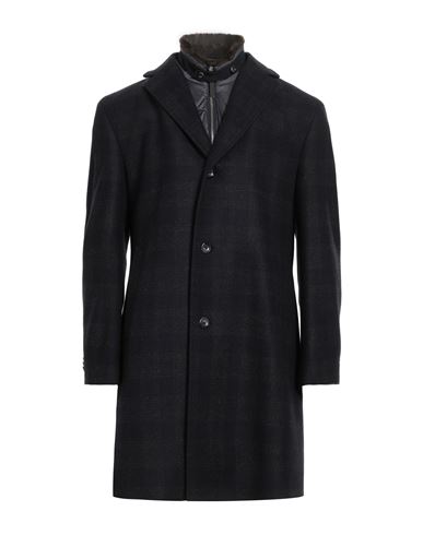 Eduard Dressler Man Coat Midnight Blue Size 50 Wool, Polyamide In Black