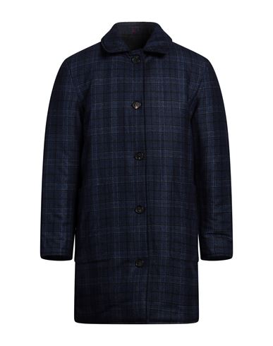 Shop Isaia Man Coat Midnight Blue Size 50 Wool, Polyamide
