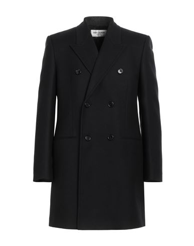 Saint Laurent Man Coat Black Size 40 Virgin Wool, Cashmere