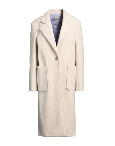 ALYSI ALYSI WOMAN COAT IVORY SIZE 6 WOOL, POLYAMIDE 