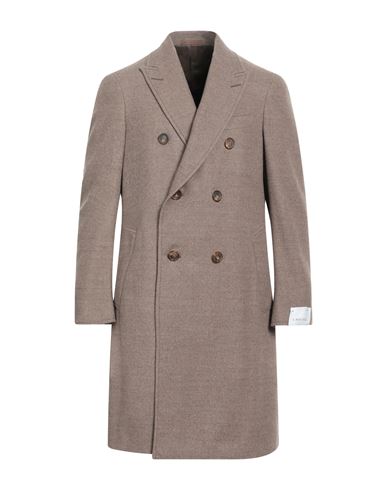 Shop Caruso Man Coat Light Brown Size 44 Wool In Beige