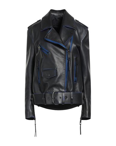 Off-white Contrast-trim Leather Jacket In Black