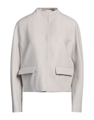 Shop Agnona Woman Jacket Light Grey Size 10 Wool, Elastane