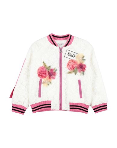 Dolce & Gabbana Babies'  Toddler Girl Jacket White Size 3 Cotton, Viscose, Polyamide, Silk, Elastane
