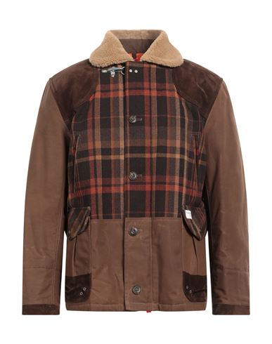 Fay Archive Man Jacket Brown Size Xl Wool, Polyamide, Cotton, Synthetic Fibers, Cow Leather