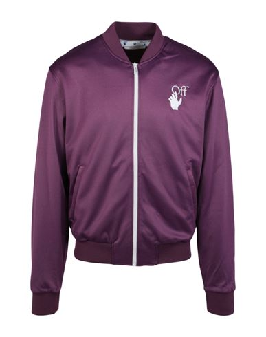 Shop Off-white Hands Off Track Jacket Man Jacket Purple Size L Polyamide, Cotton, Elastane