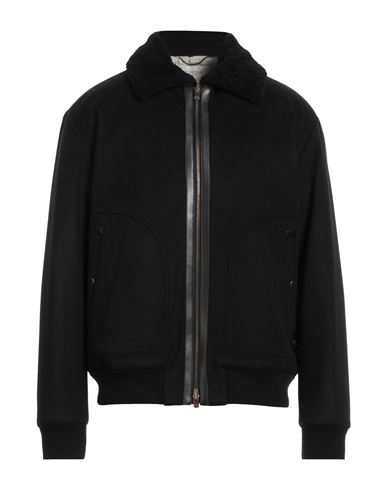 Agnona Man Jacket Black Size 44 Cashmere, Lambskin, Shearling, Wool, Brass