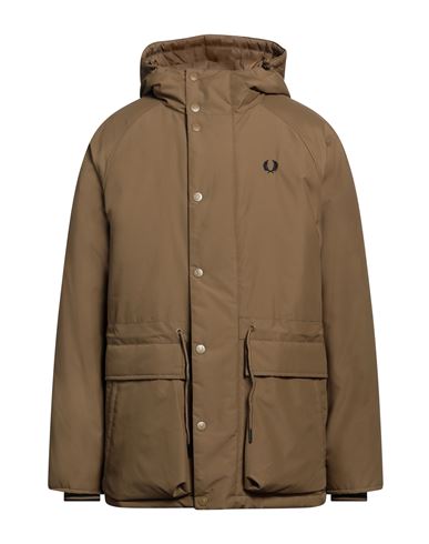 Shop Fred Perry Man Coat Mustard Size L Recycled Polyamide In Yellow