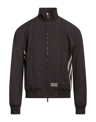 DSQUARED2 DSQUARED2 MAN JACKET DARK BROWN SIZE 38 POLYESTER, VIRGIN WOOL 