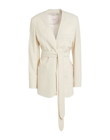Jucca Woman Jacket Ivory Size 6 Polyester, Virgin Wool, Elastane In White