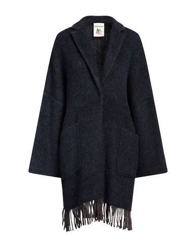 SEMICOUTURE SEMICOUTURE WOMAN COAT NAVY BLUE SIZE L VIRGIN WOOL, ALPACA WOOL, POLYAMIDE 