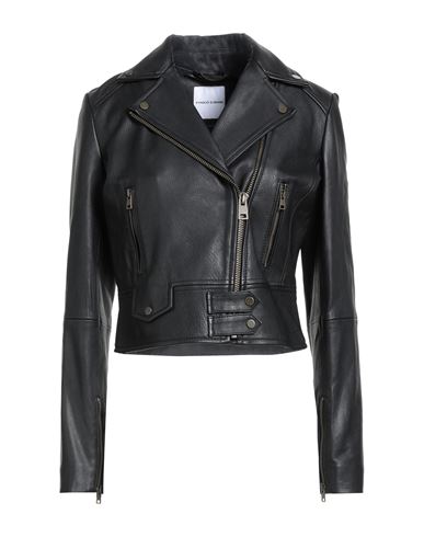 Pinko Denim Woman Jacket Black Size 8 Sheepskin