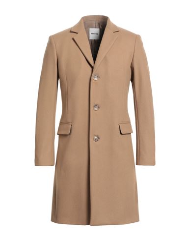 Sandro Man Coat Camel Size Xxl Wool, Polyamide, Cashmere In Sand