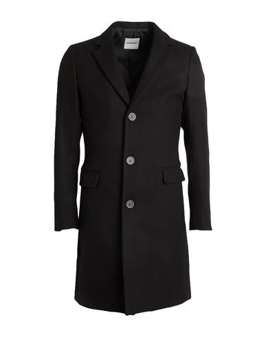 Sandro Man Coat Charcoal Size L Wool, Polyamide, Cashmere, Polyester In Black