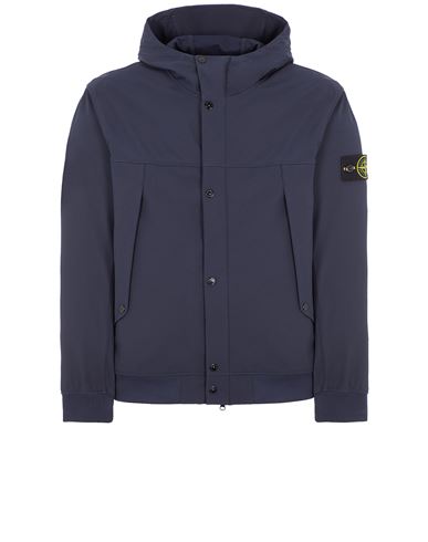 Stone Island Jacket With Patch On The Sleeve In Blue