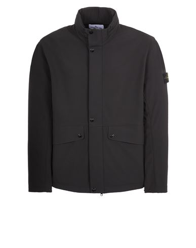 Stone Island Quilted Padded Hooded Down Jacket In Noir