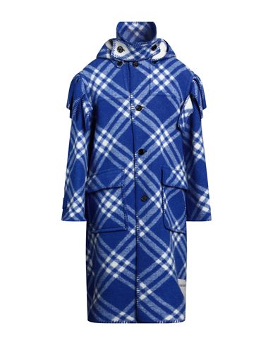 Burberry Man Coat Bright Blue Size L Wool In Blue