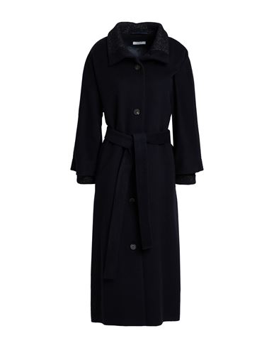 Peserico Woman Coat Midnight Blue Size 10 Virgin Wool, Polyamide, Cashmere, Viscose, Metallic Fiber