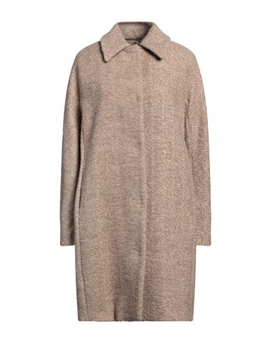 Peserico Woman Coat Light Brown Size 8 Alpaca Wool, Virgin Wool, Polyamide, Lurex In Beige