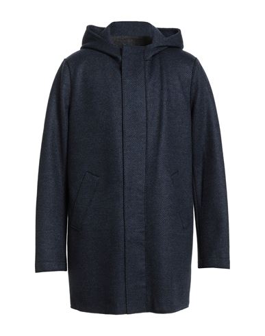 Harris Wharf London Man Coat Midnight Blue Size 40 Virgin Wool, Polyamide In Blue