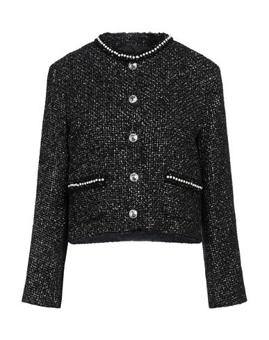 Maje Bead-embellished Metallic Tweed Jacket In Black
