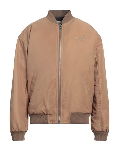 Shop Maison Kitsuné Man Jacket Khaki Size L Polyamide In Beige