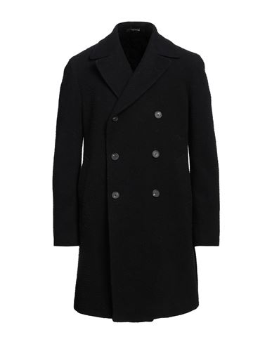 Shop Tagliatore Man Coat Black Size 42 Virgin Wool, Polyamide