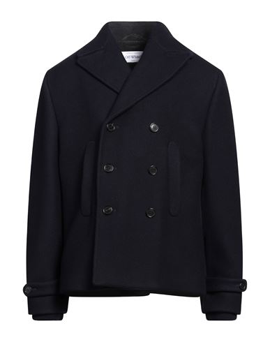 Off-white Man Coat Midnight Blue Size 42 Virgin Wool, Polyamide In Blue