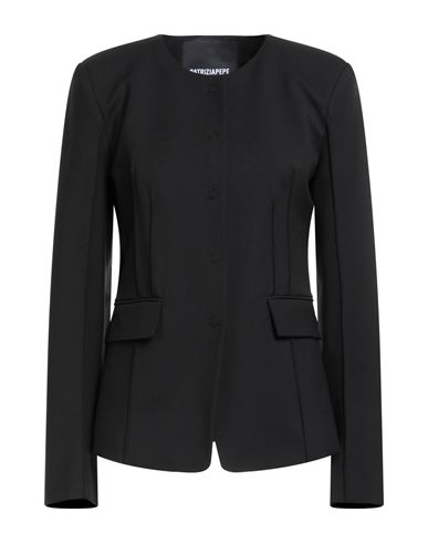 Patrizia Pepe Woman Jacket Black Size 8 Polyester, Virgin Wool, Elastane In Black