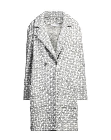 Amina Rubinacci Woman Coat Grey Size 16 Cotton, Wool, Cashmere, Polyamide