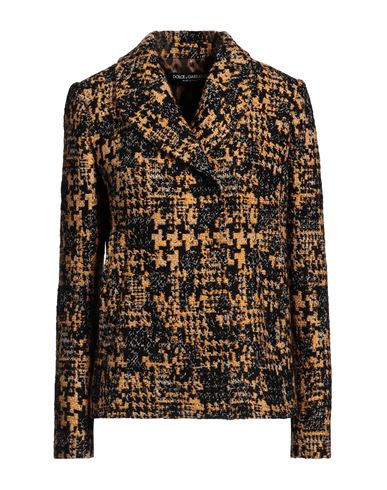 Dolce & Gabbana Woman Coat Marigold Size 10 Acrylic, Wool, Polyester In Yellow