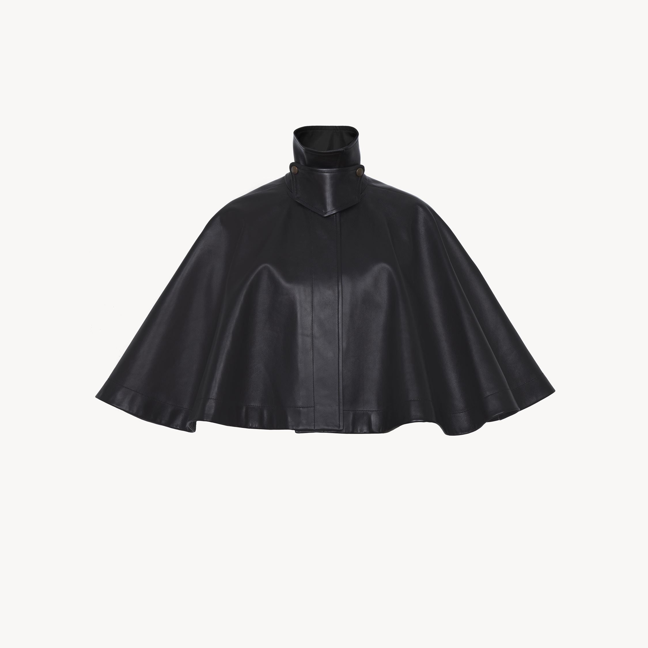 Shop Chloé Short Cape In Soft Nappa Leather Black Size S 100% Lambskin
