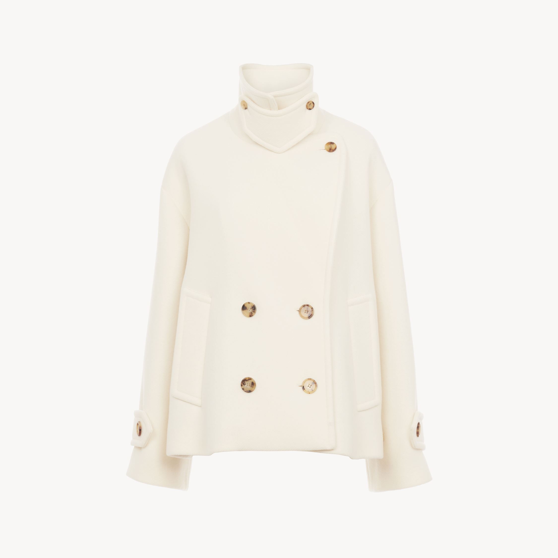 Chloé Manteau Court Oversize En Laine Femme Blanc Taille 38 80% Laine Vierge, 20% Polyamide In White