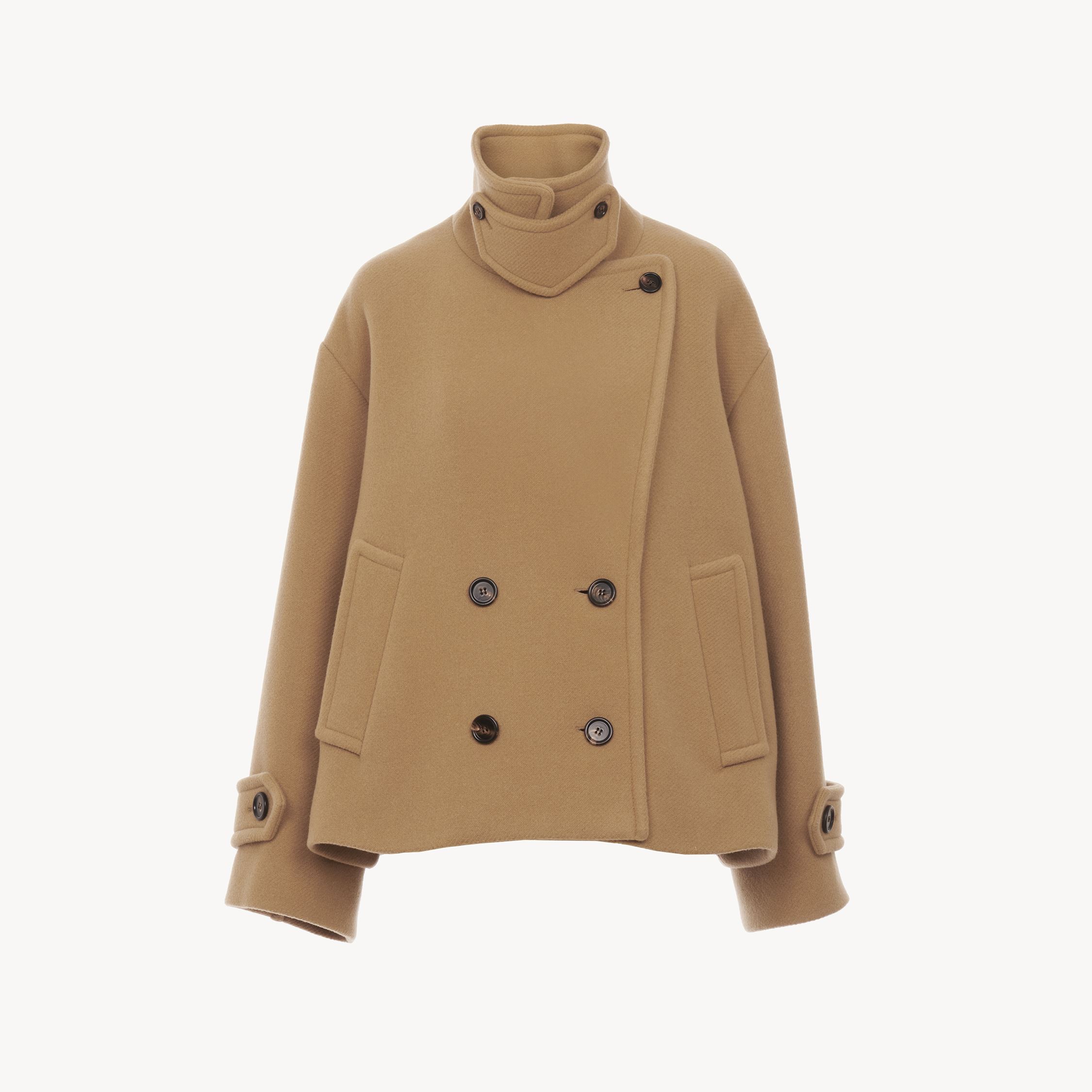 Chloé Manteau Court Oversize En Laine Femme Brun Taille 40 80% Laine Vierge, 20% Polyamide In Brown