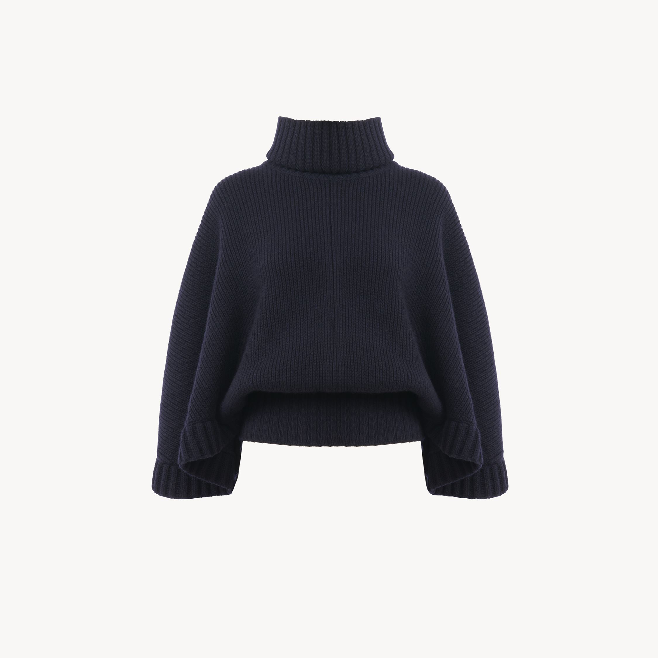 Shop Chloé Cape Courte Col Roulé En Maille De Laine Et Cachemire Femme Bleu Taille M 70% Laine, 30% Cachemire In Blue