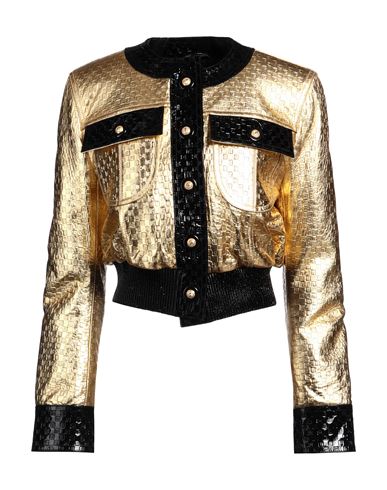 Shop Balmain Woman Jacket Gold Size 10 Lambskin