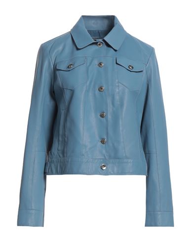 Shop Sword 6.6.44 Woman Jacket Light Blue Size 8 Leather