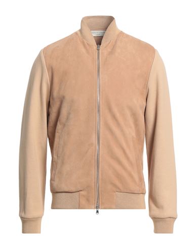 Filippo De Laurentiis Man Jacket Sand Size 38 Cotton, Leather In Sand