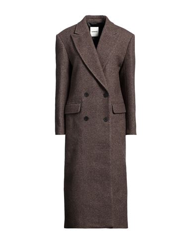 Sandro Double-breasted Wool-blend Coat In Brown
