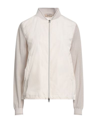 Herno Woman Jacket Ivory Size 4 Polyester, Virgin Wool, Viscose, Metallic Fiber In White