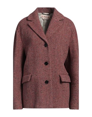 Marni Woman Coat Brick Size 8 Wool In Red