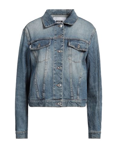 Msgm Woman Denim Outerwear Blue Size 8 Cotton, Elastane In Blue