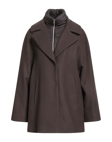 Herno Woman Coat Chocolate Brown Size 8 Wool, Polyamide, Polyurethane In Brown