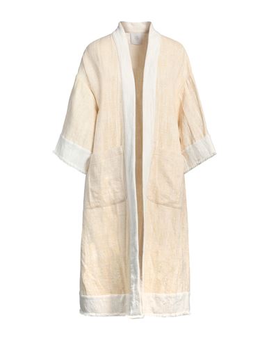 Shop Eleventy Woman Overcoat & Trench Coat Beige Size 4 Cotton, Linen