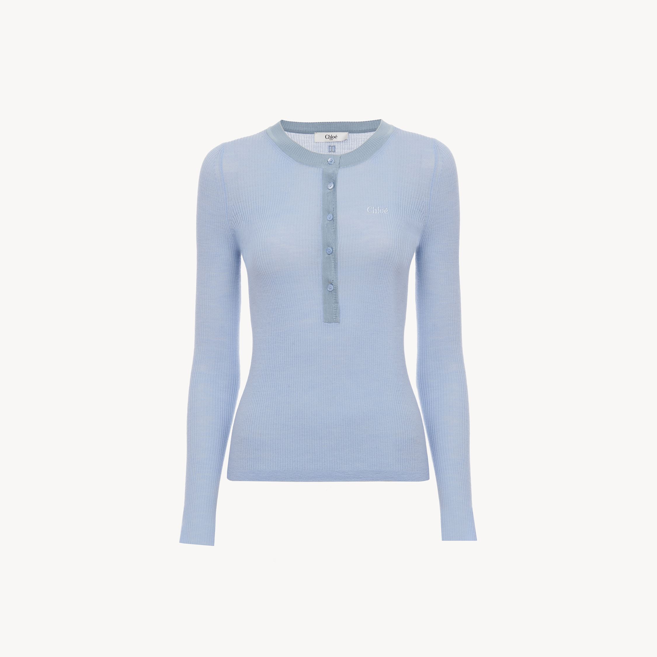 Chloé Round-collar And Long-sleeved Sweater In Blue