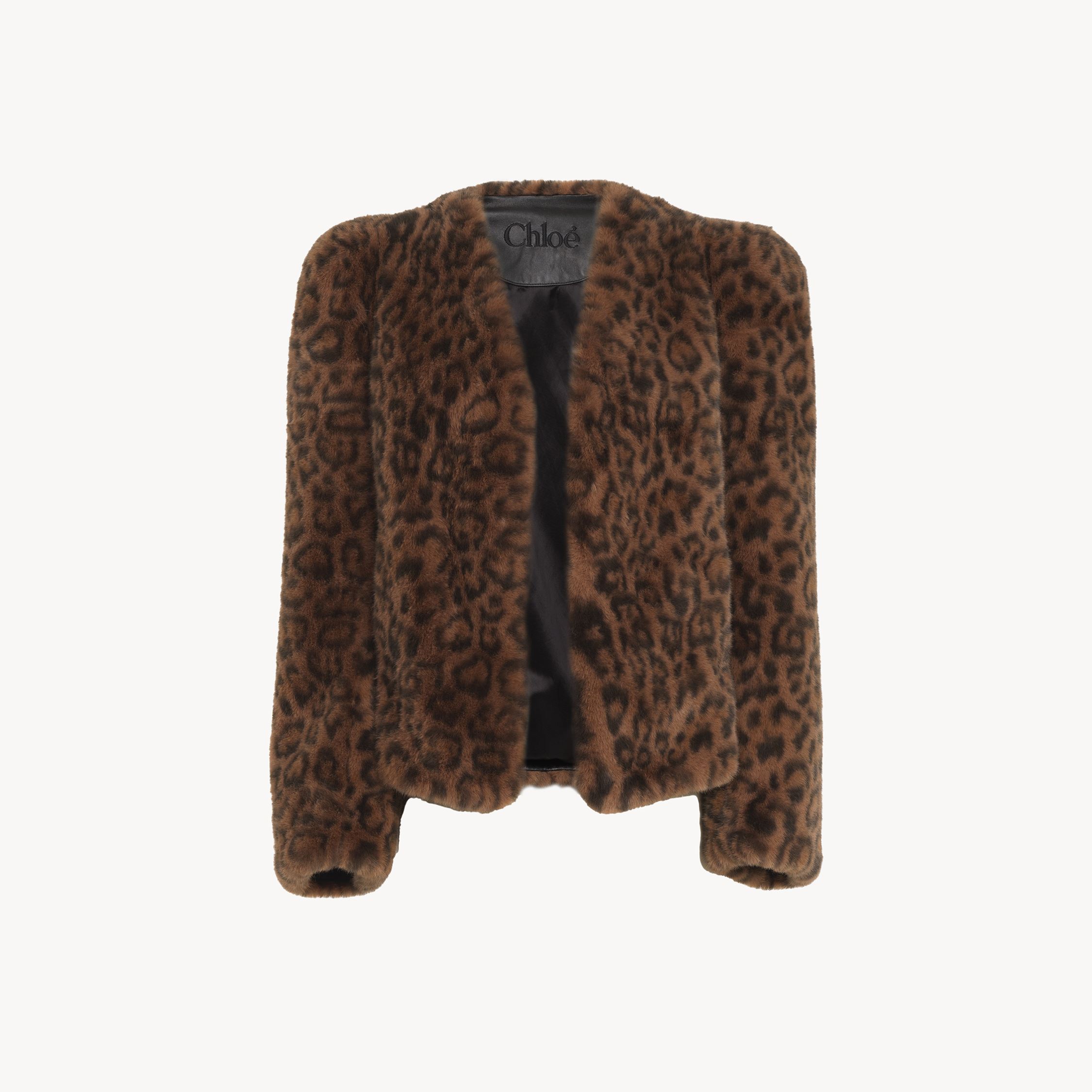 Chloé Long-sleeved Imitation Fur Jacket In Orange